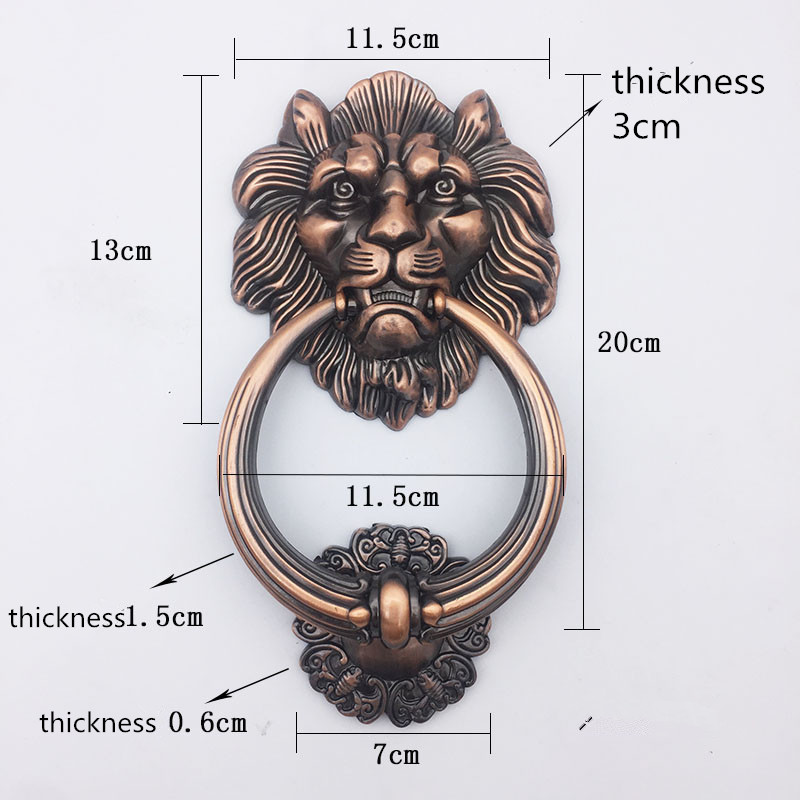 Furniture Hardware Antique - Antiker Bronze-Löwenkopf-Türklopfer, Holztürgriffe, Rotbronze-Möbel, Heimdekor-Hardware, Türklopfer