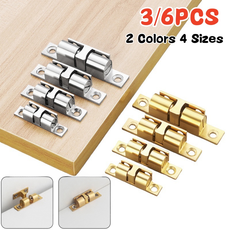Furniture Home Hardware - 3/6 Stück Schranktür-Kugelschnäpper, Messing-Doppelrollen-Feder-Kugelschnäpper, Möbeltürschloss, verstellbarer