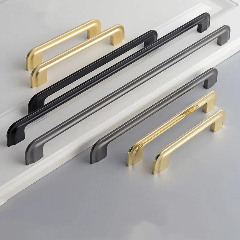 Quality Furniture Hardware - Schwarzer verlängerter Kleiderschrank-Türgriff, hochwertige goldene Schrank-