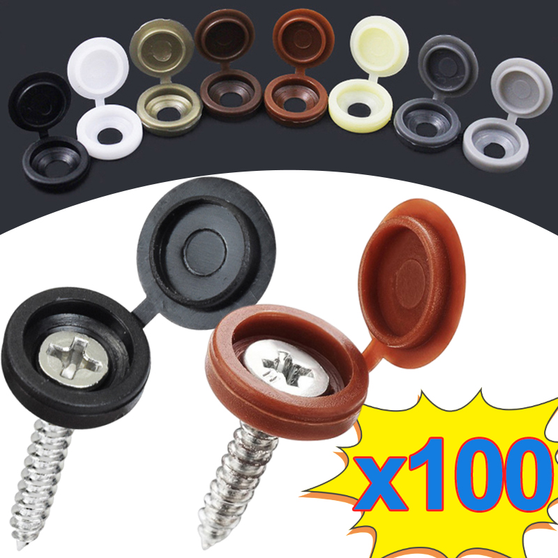 Furniture Hardware Nut - 10/500 Stück Schrauben-Dekorkappen, Kunststoff-Schutzabdeckungen in Schwarz